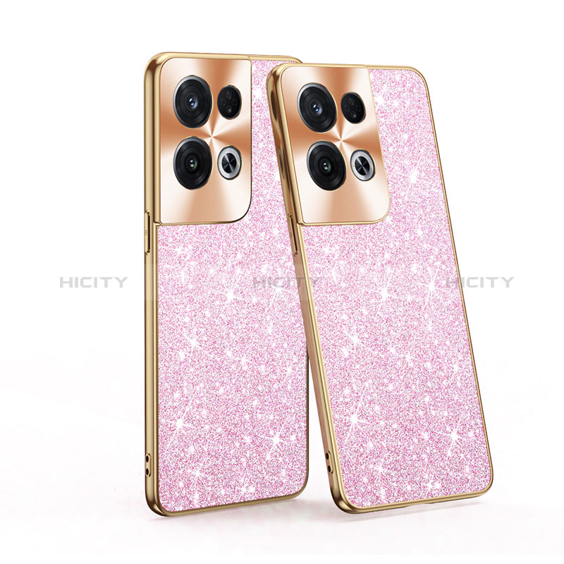 Funda Bumper Silicona y Plastico Carcasa Frontal y Trasera 360 Grados Bling-Bling para Oppo Reno9 Pro+ Plus 5G Rosa