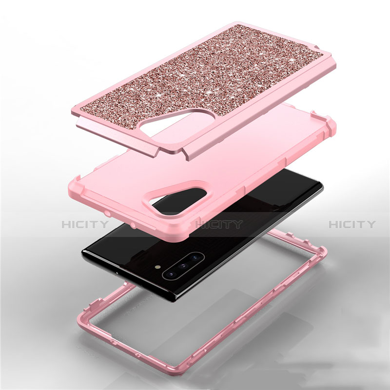 Funda Bumper Silicona y Plastico Carcasa Frontal y Trasera 360 Grados Bling-Bling para Samsung Galaxy Note 10