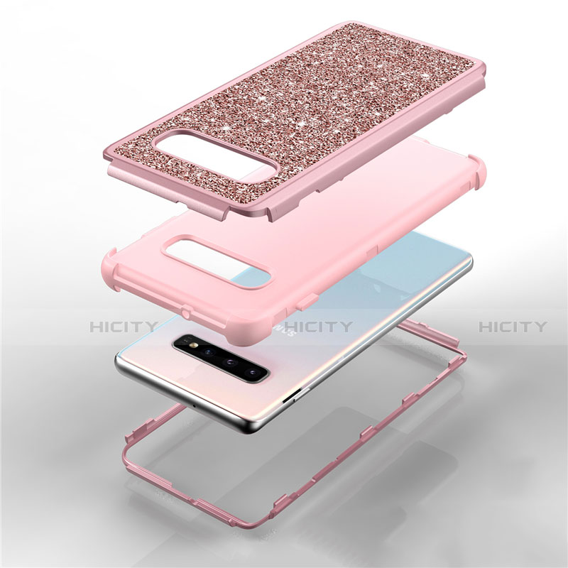 Funda Bumper Silicona y Plastico Carcasa Frontal y Trasera 360 Grados Bling-Bling para Samsung Galaxy S10 Plus