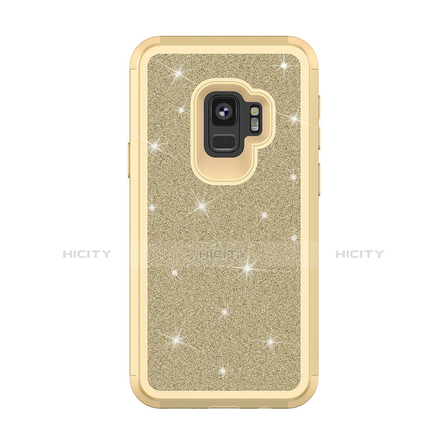 Funda Bumper Silicona y Plastico Carcasa Frontal y Trasera 360 Grados Bling-Bling para Samsung Galaxy S9 Multicolor