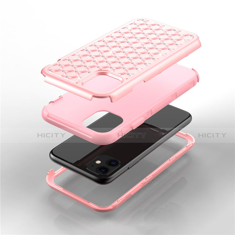 Funda Bumper Silicona y Plastico Carcasa Frontal y Trasera 360 Grados Bling-Bling U01 para Apple iPhone 11