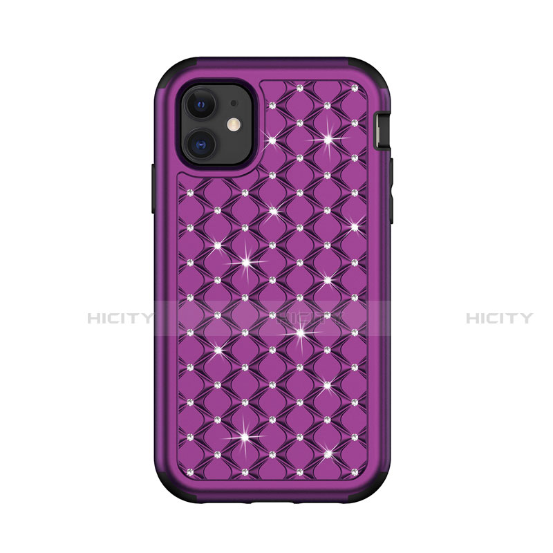 Funda Bumper Silicona y Plastico Carcasa Frontal y Trasera 360 Grados Bling-Bling U01 para Apple iPhone 11