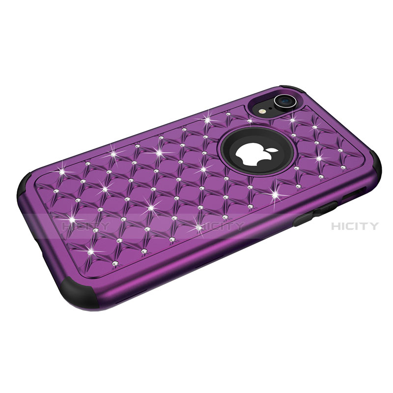 Funda Bumper Silicona y Plastico Carcasa Frontal y Trasera 360 Grados Bling-Bling U01 para Apple iPhone XR