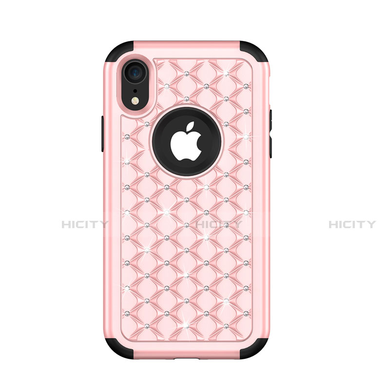 Funda Bumper Silicona y Plastico Carcasa Frontal y Trasera 360 Grados Bling-Bling U01 para Apple iPhone XR