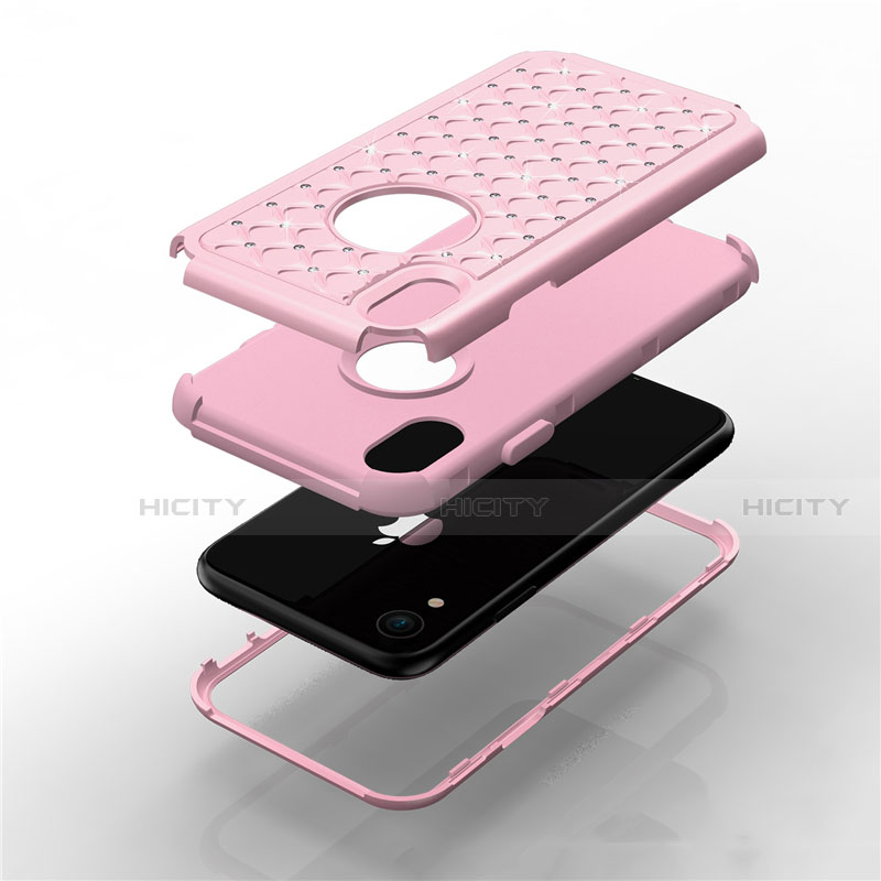 Funda Bumper Silicona y Plastico Carcasa Frontal y Trasera 360 Grados Bling-Bling U01 para Apple iPhone XR