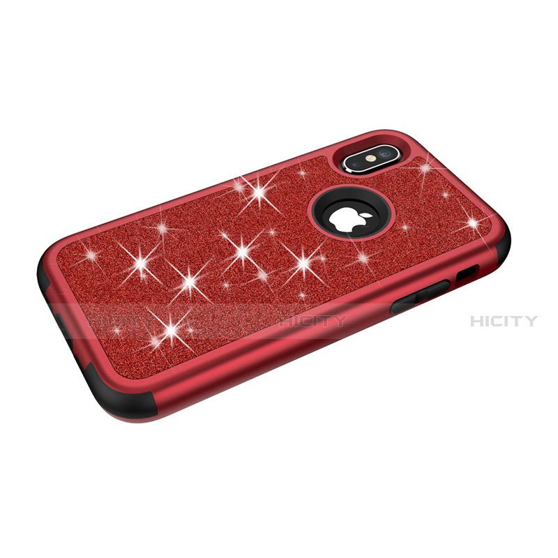 Funda Bumper Silicona y Plastico Carcasa Frontal y Trasera 360 Grados Bling-Bling U01 para Apple iPhone Xs