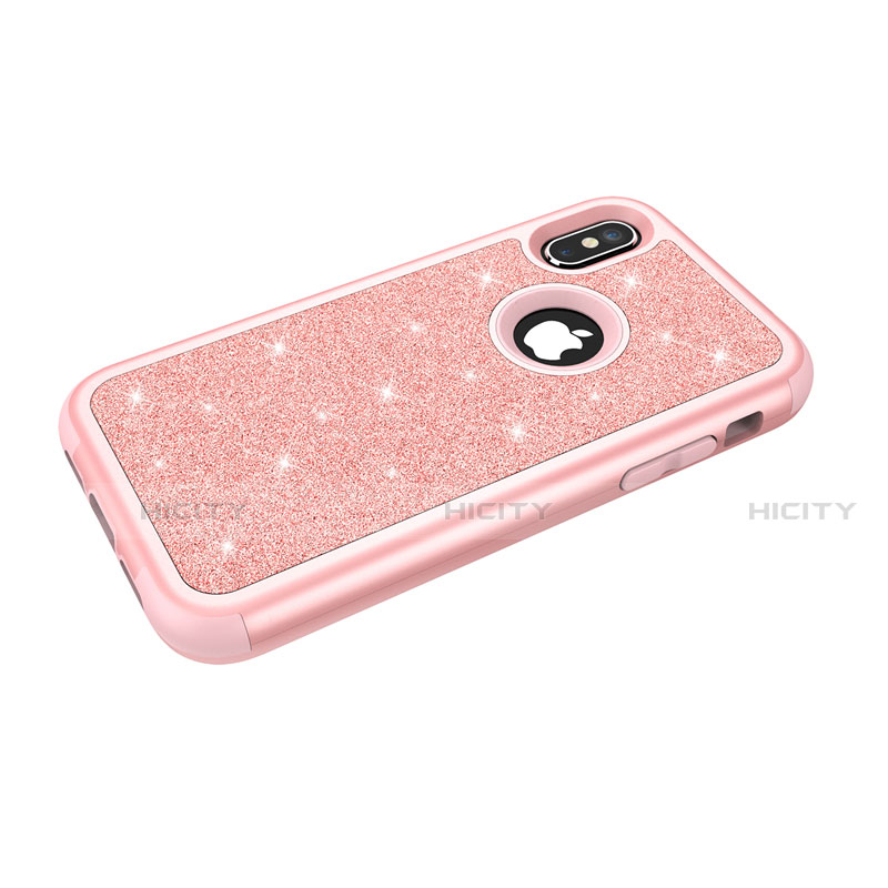 Funda Bumper Silicona y Plastico Carcasa Frontal y Trasera 360 Grados Bling-Bling U01 para Apple iPhone Xs