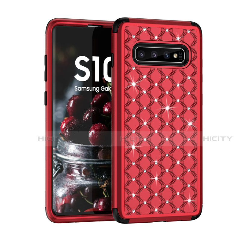 Funda Bumper Silicona y Plastico Carcasa Frontal y Trasera 360 Grados Bling-Bling U01 para Samsung Galaxy S10