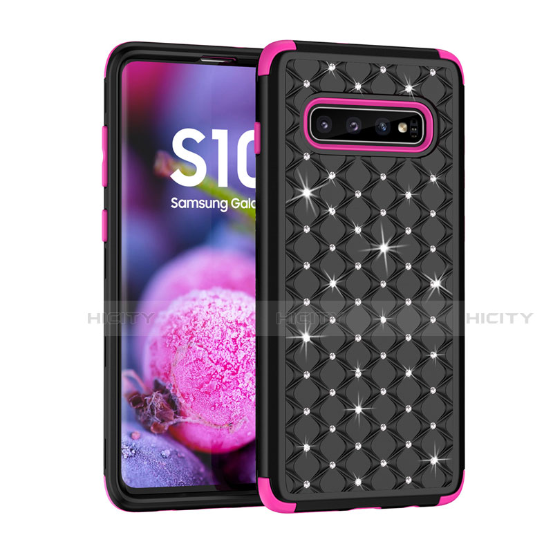 Funda Bumper Silicona y Plastico Carcasa Frontal y Trasera 360 Grados Bling-Bling U01 para Samsung Galaxy S10 5G