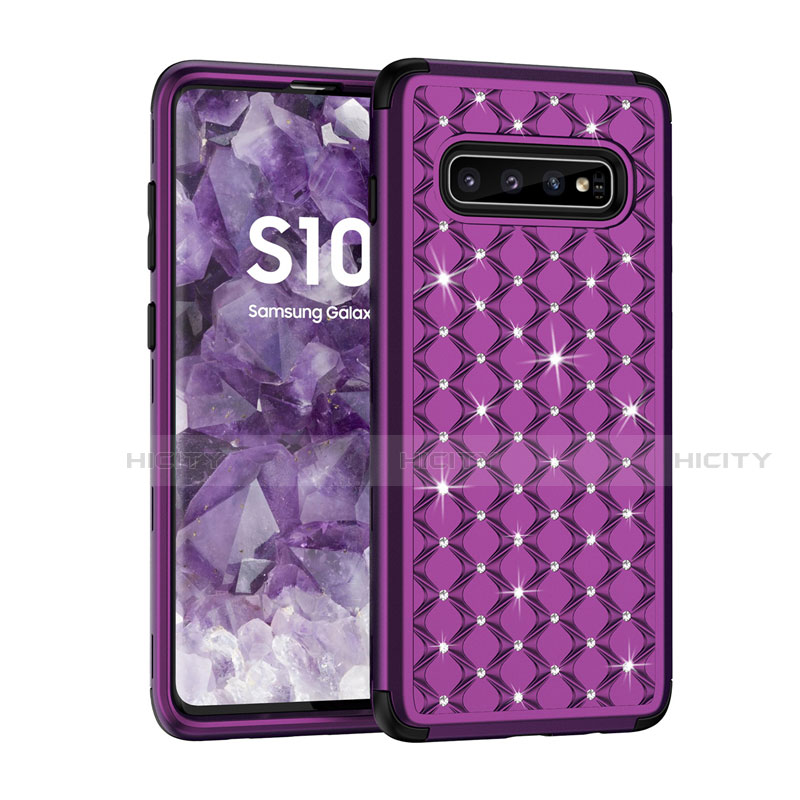 Funda Bumper Silicona y Plastico Carcasa Frontal y Trasera 360 Grados Bling-Bling U01 para Samsung Galaxy S10 5G