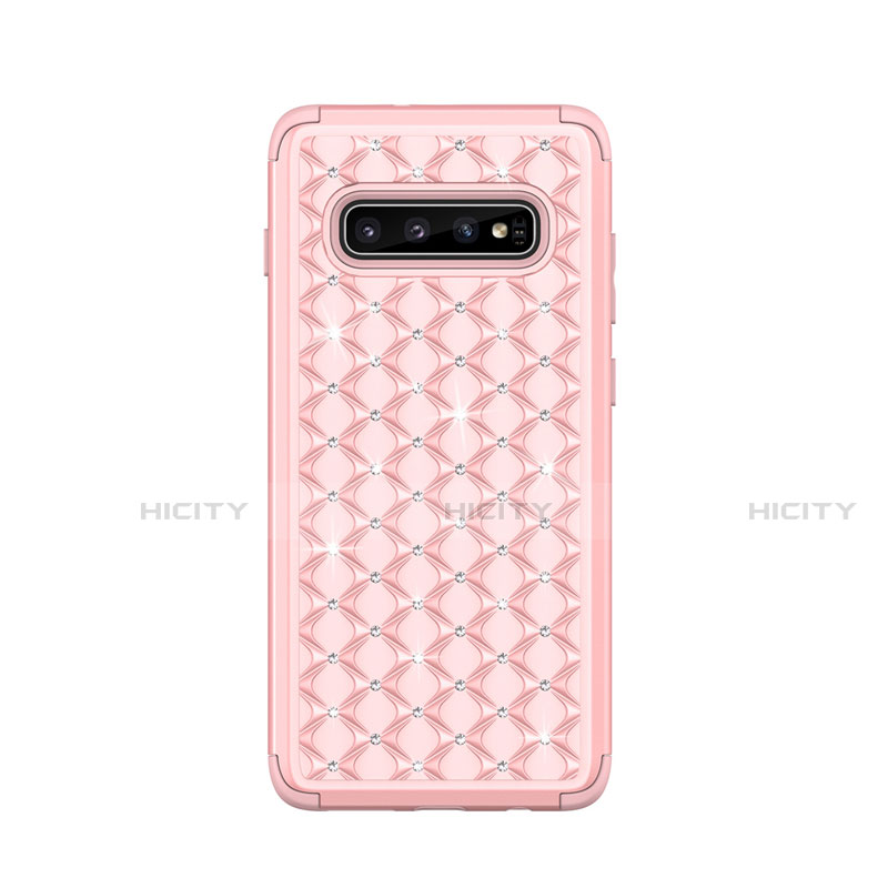 Funda Bumper Silicona y Plastico Carcasa Frontal y Trasera 360 Grados Bling-Bling U01 para Samsung Galaxy S10 5G