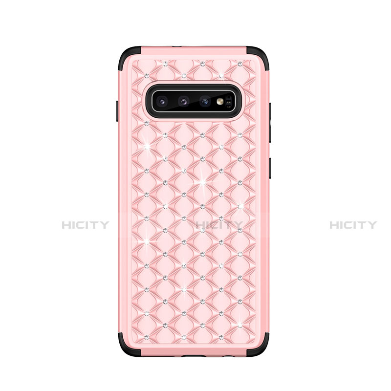 Funda Bumper Silicona y Plastico Carcasa Frontal y Trasera 360 Grados Bling-Bling U01 para Samsung Galaxy S10