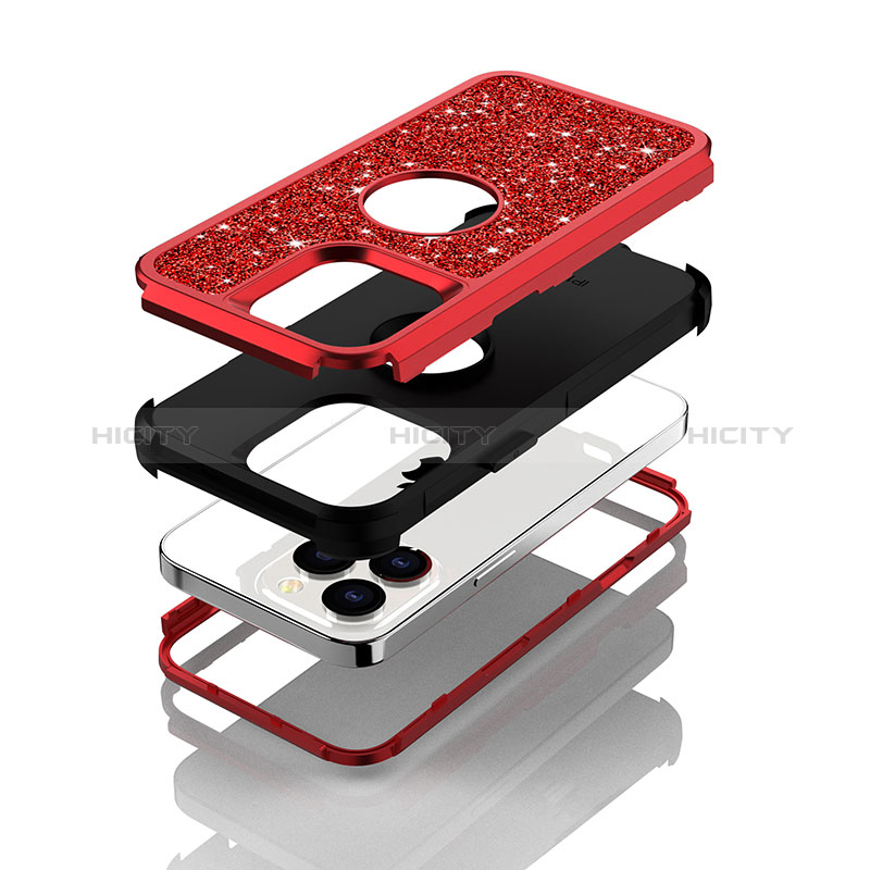 Funda Bumper Silicona y Plastico Carcasa Frontal y Trasera 360 Grados Bling-Bling YJ1 para Apple iPhone 13 Pro