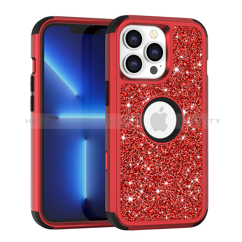 Funda Bumper Silicona y Plastico Carcasa Frontal y Trasera 360 Grados Bling-Bling YJ1 para Apple iPhone 13 Pro