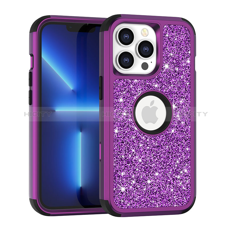 Funda Bumper Silicona y Plastico Carcasa Frontal y Trasera 360 Grados Bling-Bling YJ1 para Apple iPhone 13 Pro