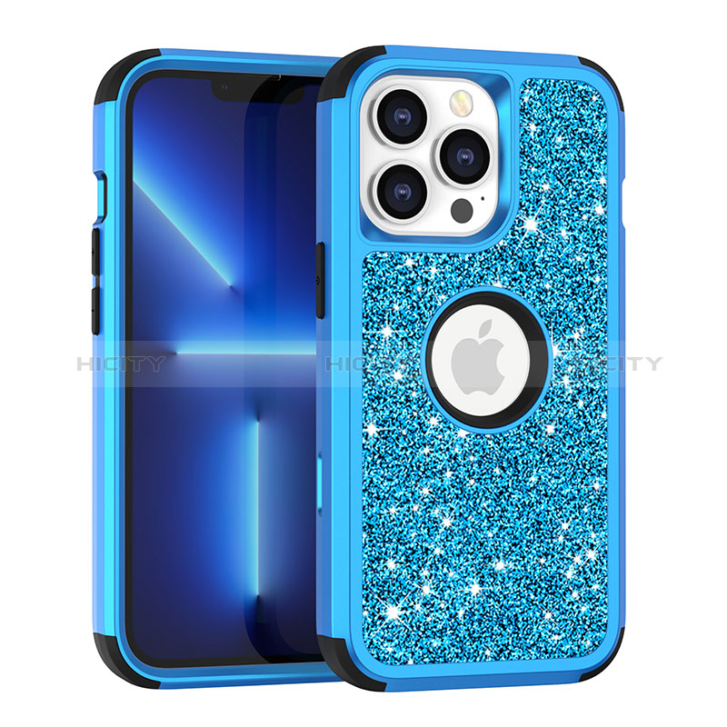 Funda Bumper Silicona y Plastico Carcasa Frontal y Trasera 360 Grados Bling-Bling YJ1 para Apple iPhone 13 Pro