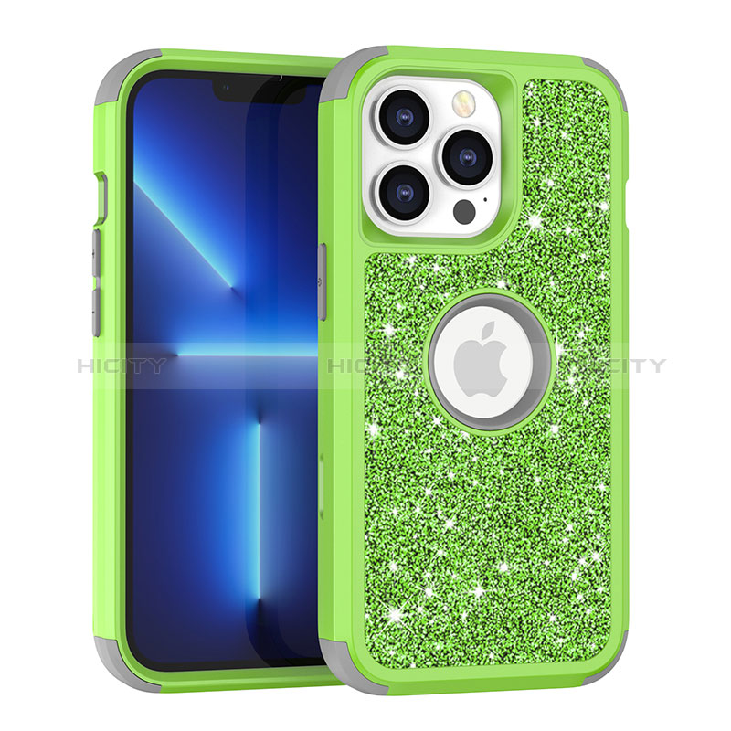 Funda Bumper Silicona y Plastico Carcasa Frontal y Trasera 360 Grados Bling-Bling YJ1 para Apple iPhone 13 Pro