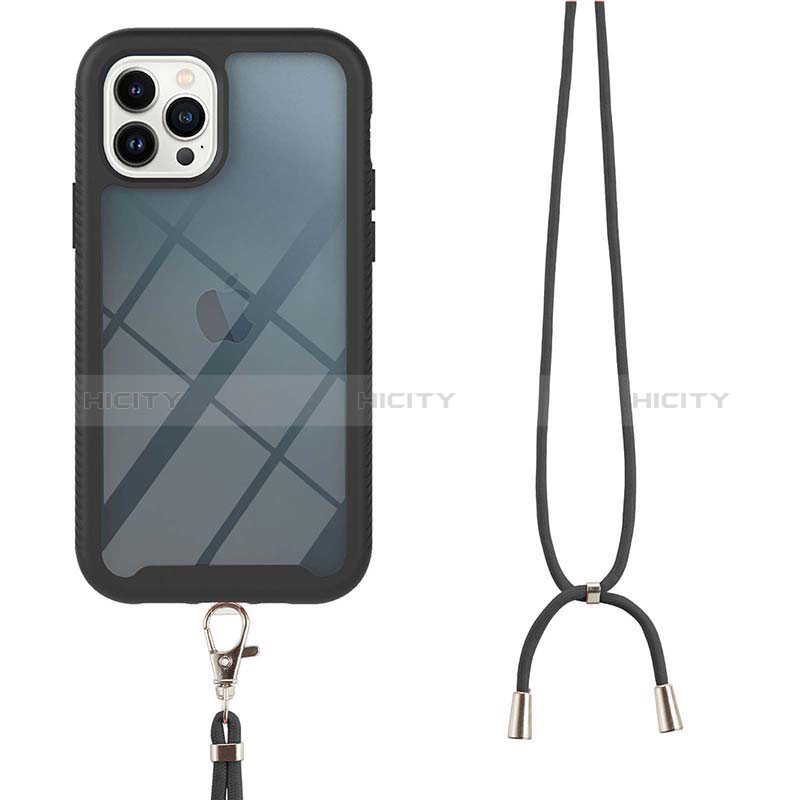 Funda Bumper Silicona y Plastico Carcasa Frontal y Trasera 360 Grados con Acollador Cordon Lanyard para Apple iPhone 13 Pro Max