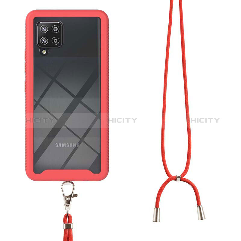 Funda Bumper Silicona y Plastico Carcasa Frontal y Trasera 360 Grados con Acollador Cordon Lanyard para Samsung Galaxy A42 5G