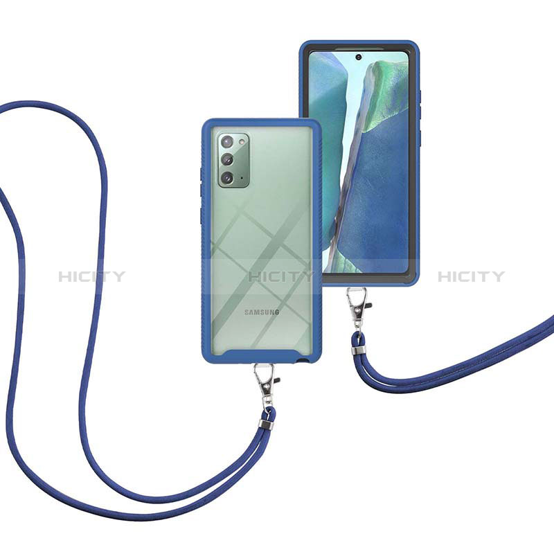 Funda Bumper Silicona y Plastico Carcasa Frontal y Trasera 360 Grados con Acollador Cordon Lanyard para Samsung Galaxy Note 20 5G