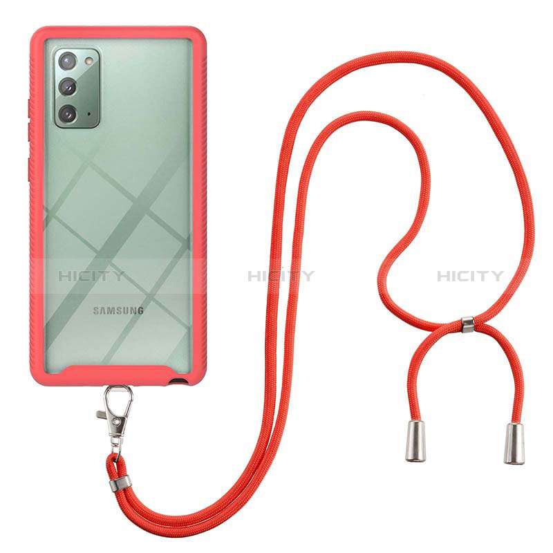 Funda Bumper Silicona y Plastico Carcasa Frontal y Trasera 360 Grados con Acollador Cordon Lanyard para Samsung Galaxy Note 20 5G