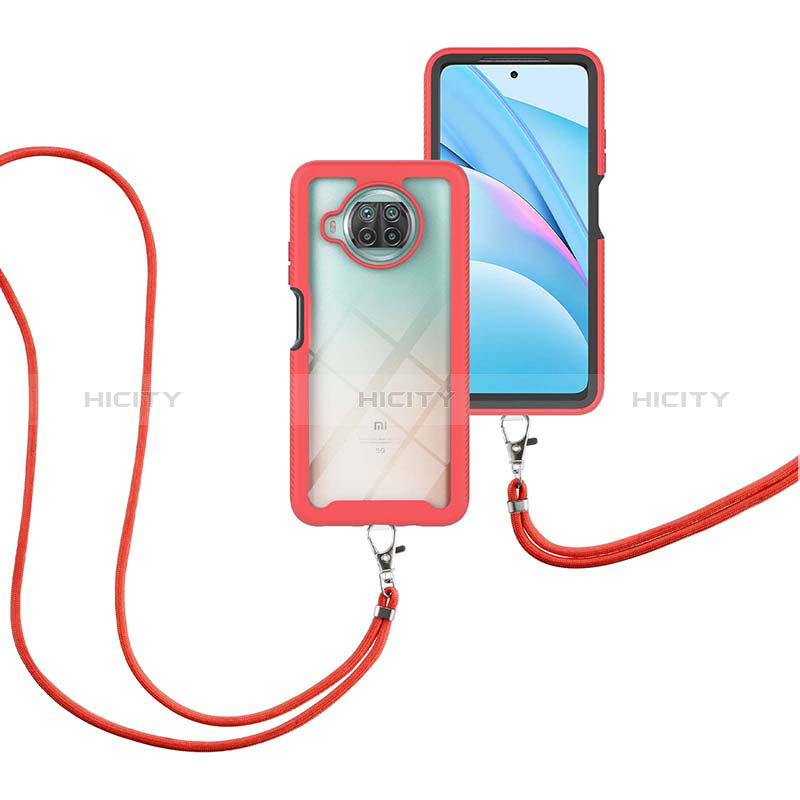 Funda Bumper Silicona y Plastico Carcasa Frontal y Trasera 360 Grados con Acollador Cordon Lanyard para Xiaomi Mi 10i 5G