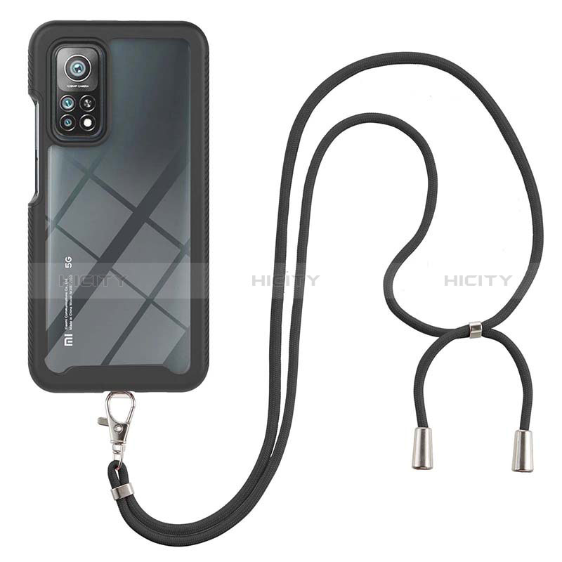 Funda Bumper Silicona y Plastico Carcasa Frontal y Trasera 360 Grados con Acollador Cordon Lanyard para Xiaomi Mi 10T 5G