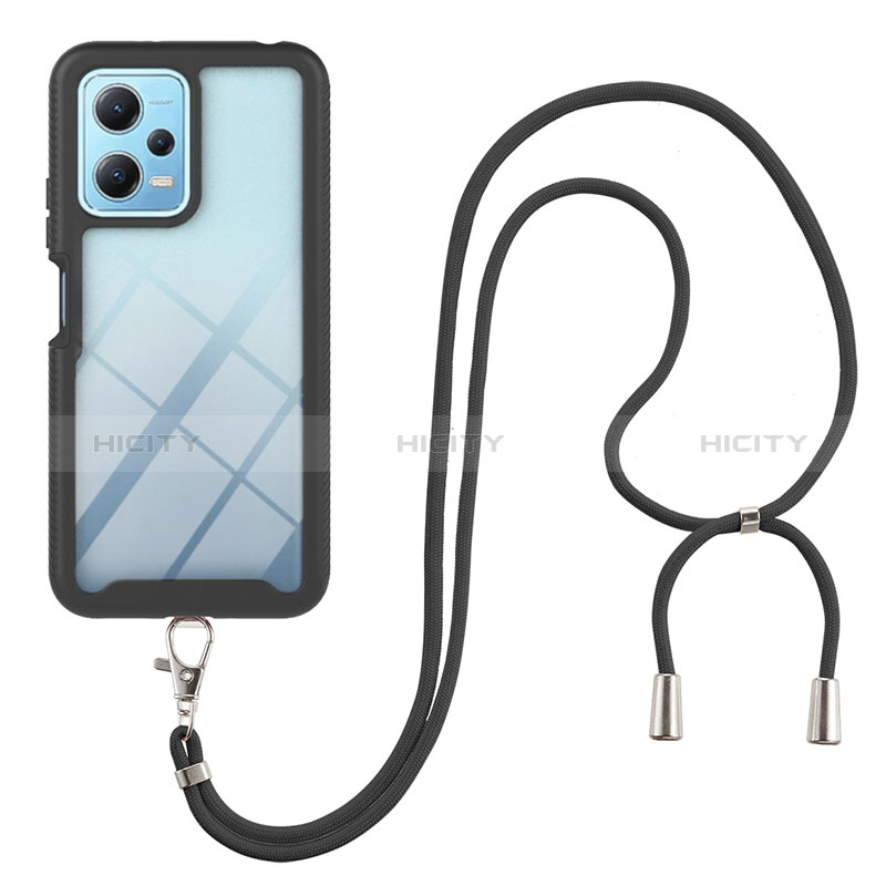 Funda Bumper Silicona y Plastico Carcasa Frontal y Trasera 360 Grados con Acollador Cordon Lanyard para Xiaomi Poco X5 5G