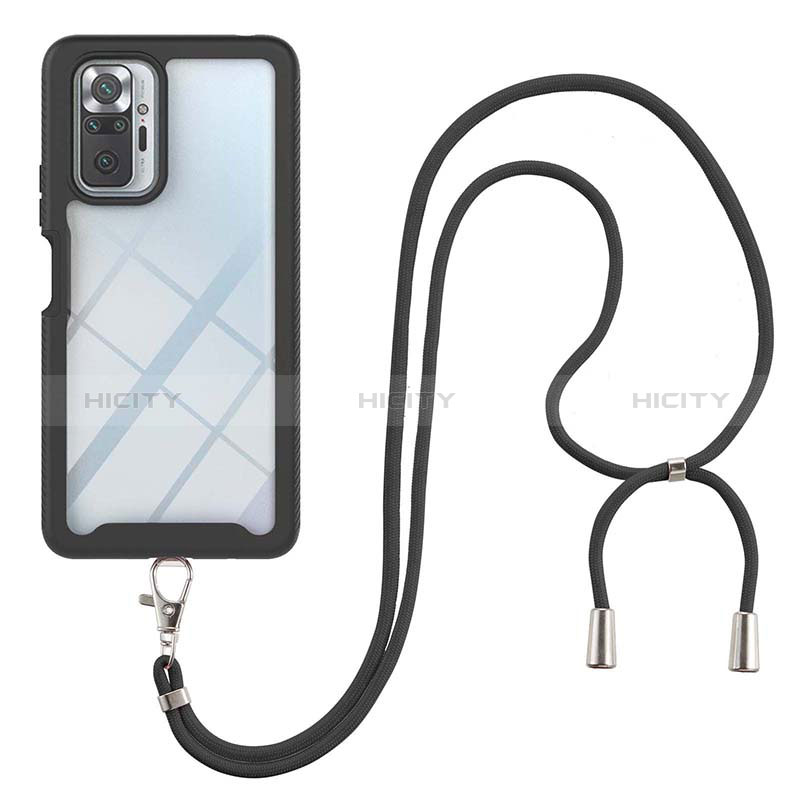 Funda Bumper Silicona y Plastico Carcasa Frontal y Trasera 360 Grados con Acollador Cordon Lanyard para Xiaomi Redmi Note 10 Pro Max