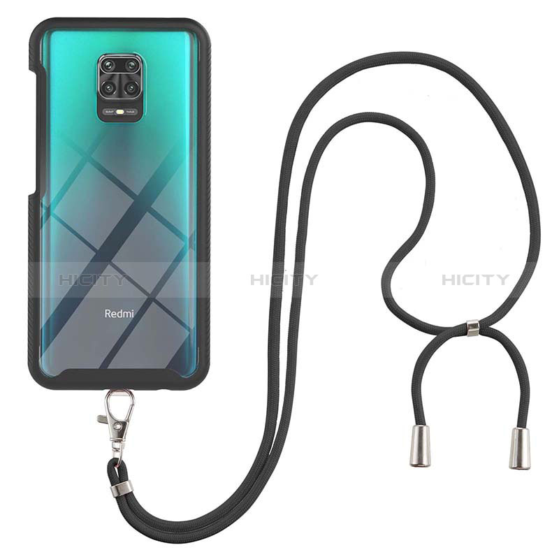 Funda Bumper Silicona y Plastico Carcasa Frontal y Trasera 360 Grados con Acollador Cordon Lanyard para Xiaomi Redmi Note 9 Pro Max