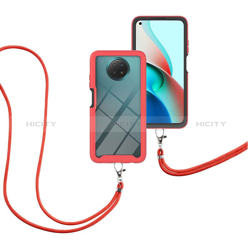 Funda Bumper Silicona y Plastico Carcasa Frontal y Trasera 360 Grados con Acollador Cordon Lanyard para Xiaomi Redmi Note 9T 5G