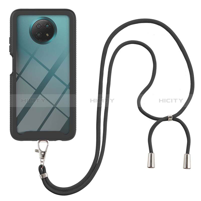 Funda Bumper Silicona y Plastico Carcasa Frontal y Trasera 360 Grados con Acollador Cordon Lanyard para Xiaomi Redmi Note 9T 5G