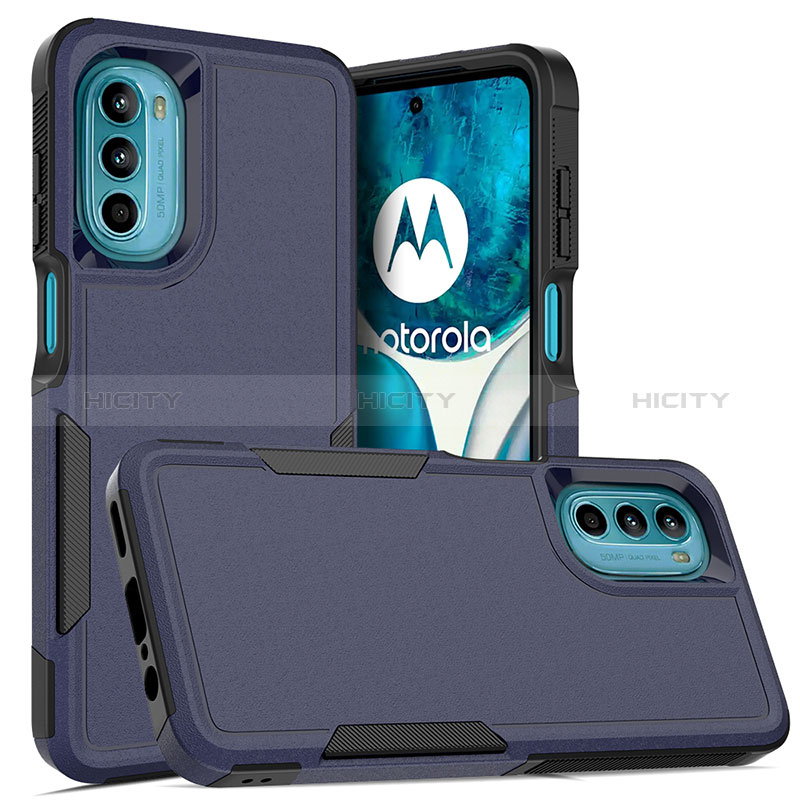 Funda Bumper Silicona y Plastico Carcasa Frontal y Trasera 360 Grados MQ1 para Motorola Moto G82 5G Azul