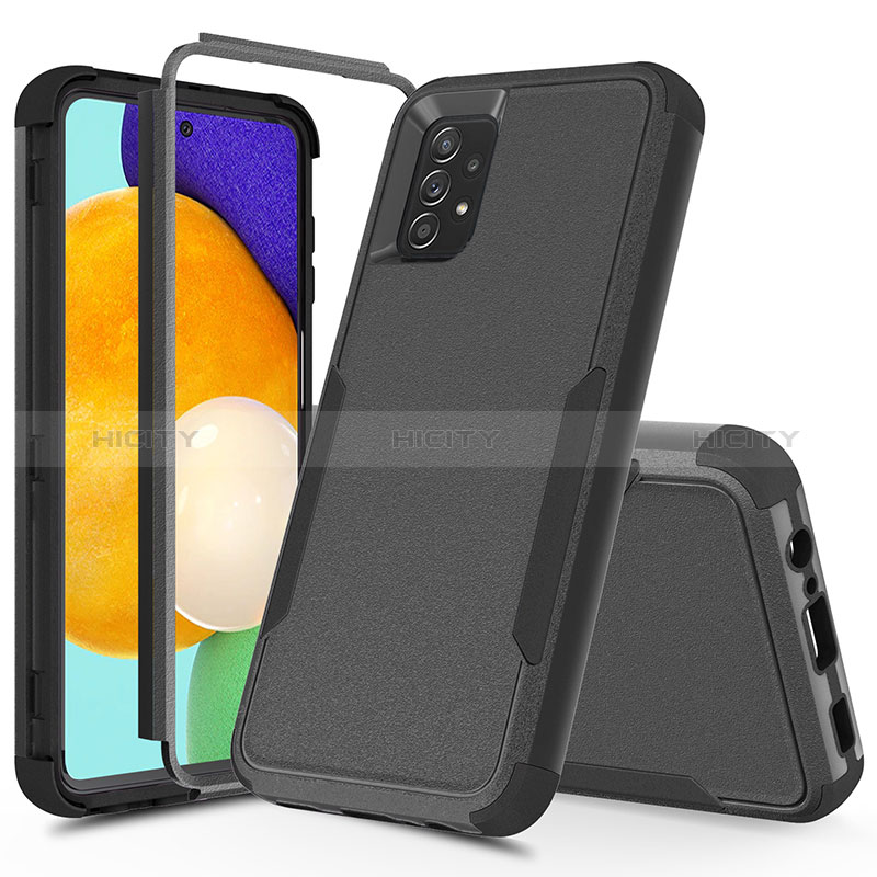 Funda Bumper Silicona y Plastico Carcasa Frontal y Trasera 360 Grados MQ1 para Samsung Galaxy A52s 5G Negro