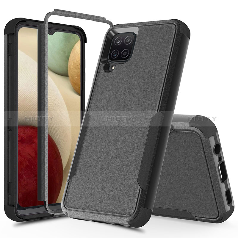 Funda Bumper Silicona y Plastico Carcasa Frontal y Trasera 360 Grados MQ1 para Samsung Galaxy M12 Negro
