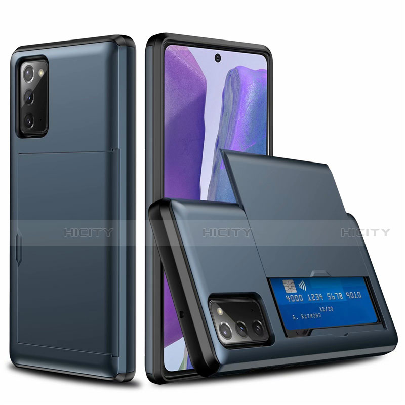 Funda Bumper Silicona y Plastico Carcasa Frontal y Trasera 360 Grados N01 para Samsung Galaxy Note 20 5G Azul