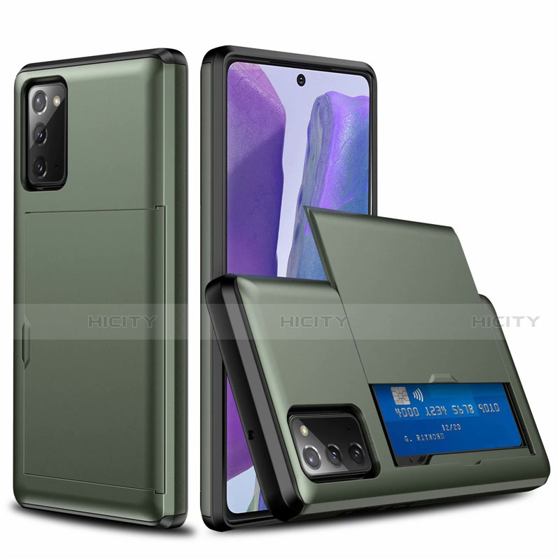 Funda Bumper Silicona y Plastico Carcasa Frontal y Trasera 360 Grados N01 para Samsung Galaxy Note 20 5G Verde Noche