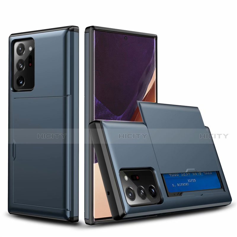 Funda Bumper Silicona y Plastico Carcasa Frontal y Trasera 360 Grados N01 para Samsung Galaxy Note 20 Ultra 5G Azul