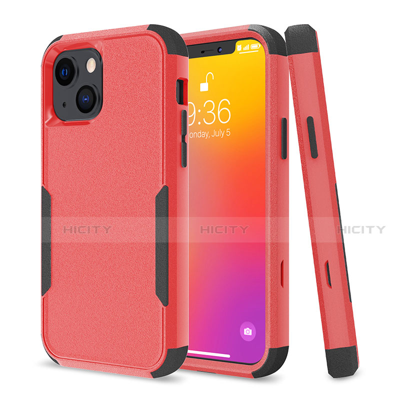 Funda Bumper Silicona y Plastico Carcasa Frontal y Trasera 360 Grados para Apple iPhone 14 Plus Rojo