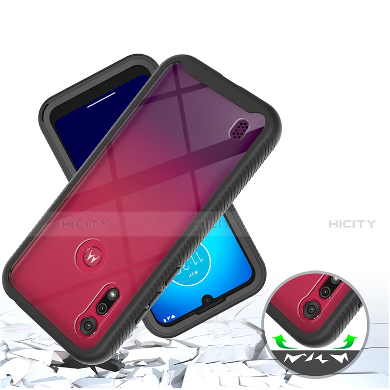 Funda Bumper Silicona y Plastico Carcasa Frontal y Trasera 360 Grados para Motorola Moto E6s (2020) Negro