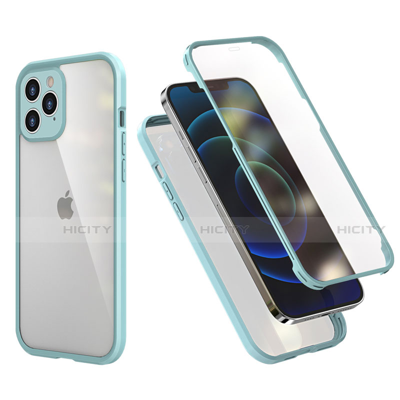 Funda Bumper Silicona y Plastico Carcasa Frontal y Trasera 360 Grados R05 para Apple iPhone 12 Pro Max Menta Verde
