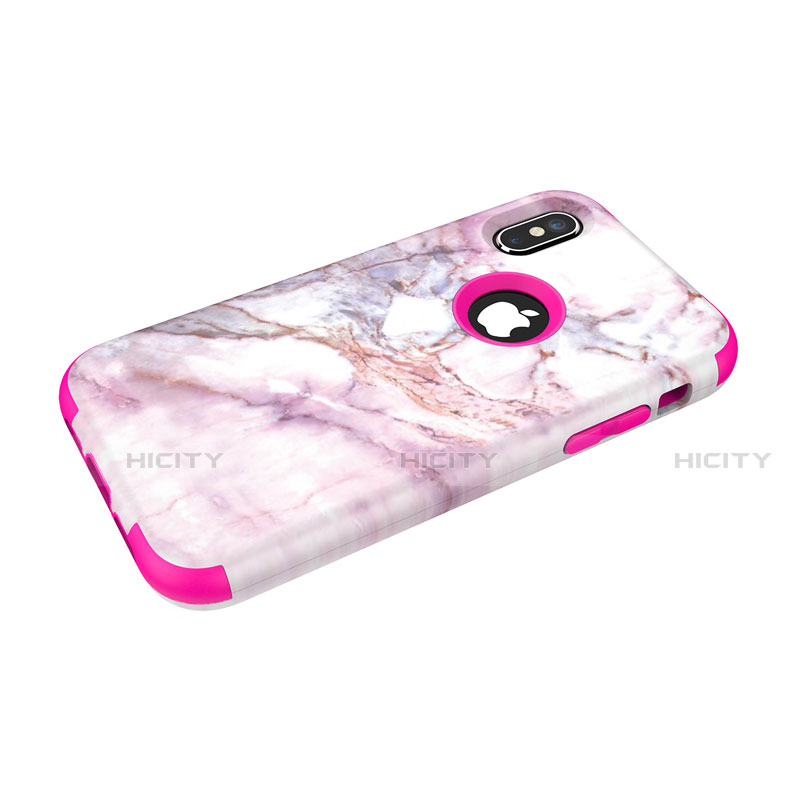 Funda Bumper Silicona y Plastico Carcasa Frontal y Trasera 360 Grados U01 para Apple iPhone X