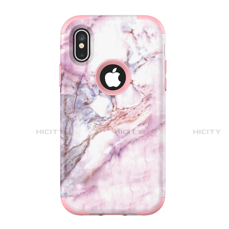 Funda Bumper Silicona y Plastico Carcasa Frontal y Trasera 360 Grados U01 para Apple iPhone X