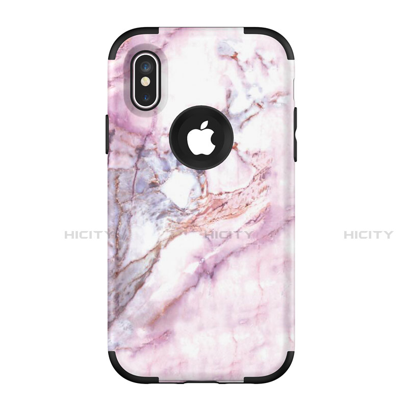 Funda Bumper Silicona y Plastico Carcasa Frontal y Trasera 360 Grados U01 para Apple iPhone Xs