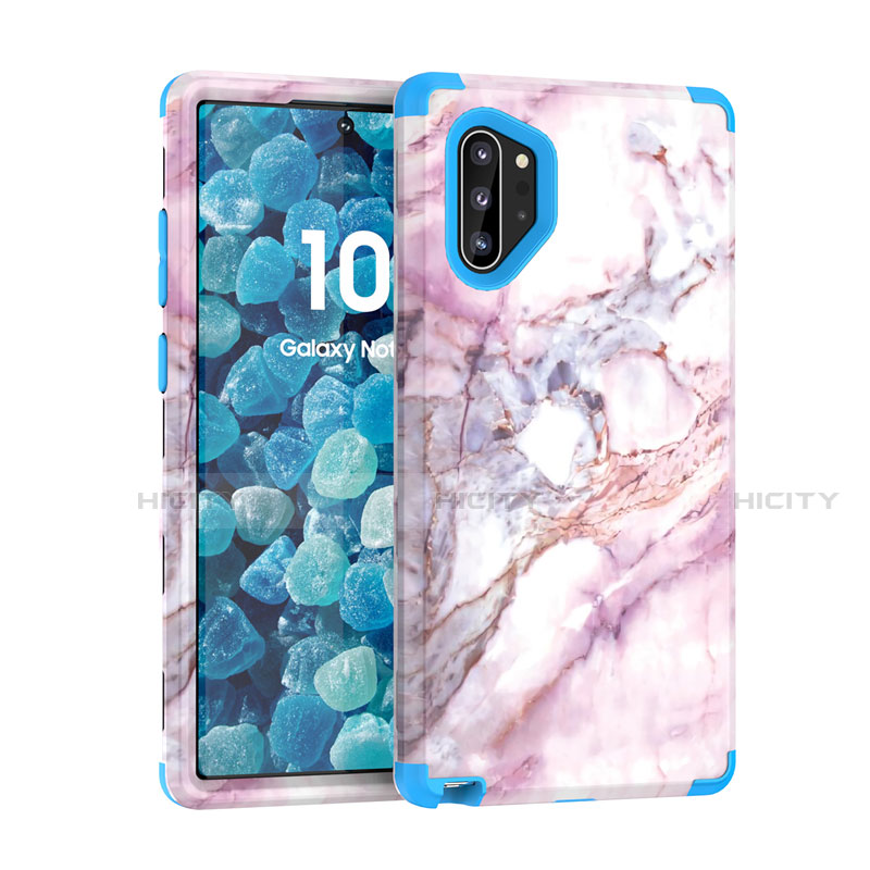Funda Bumper Silicona y Plastico Carcasa Frontal y Trasera 360 Grados U01 para Samsung Galaxy Note 10 Plus Azul