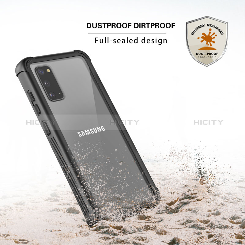 Funda Bumper Silicona y Plastico Carcasa Frontal y Trasera 360 Grados U01 para Samsung Galaxy S20 5G Negro