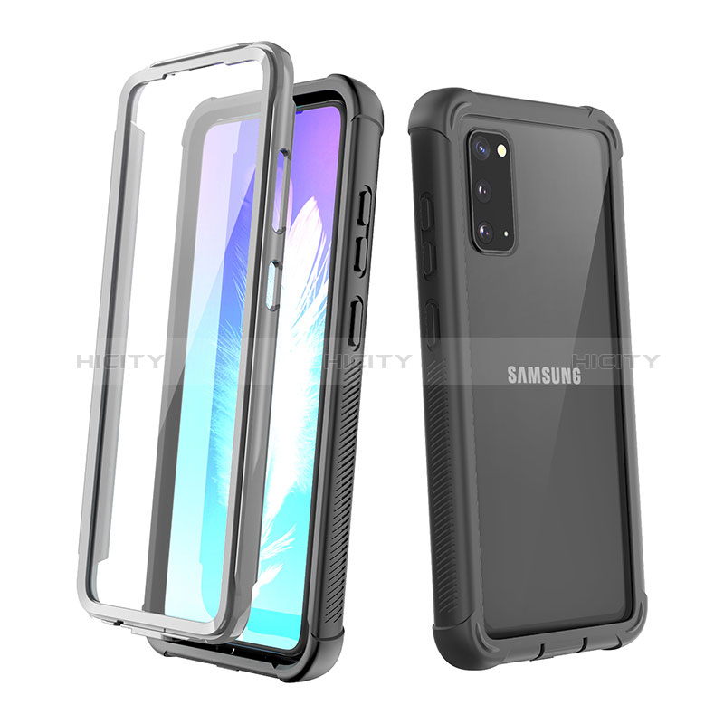 Funda Bumper Silicona y Plastico Carcasa Frontal y Trasera 360 Grados U01 para Samsung Galaxy S20 Negro
