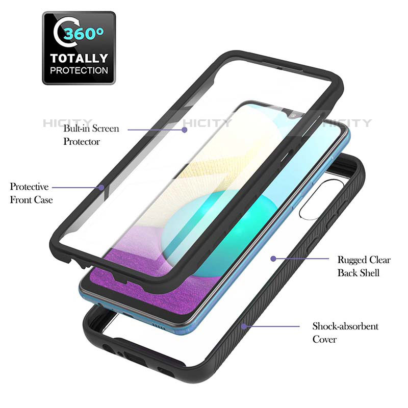 Funda Bumper Silicona y Plastico Carcasa Frontal y Trasera 360 Grados U02 para Samsung Galaxy M02