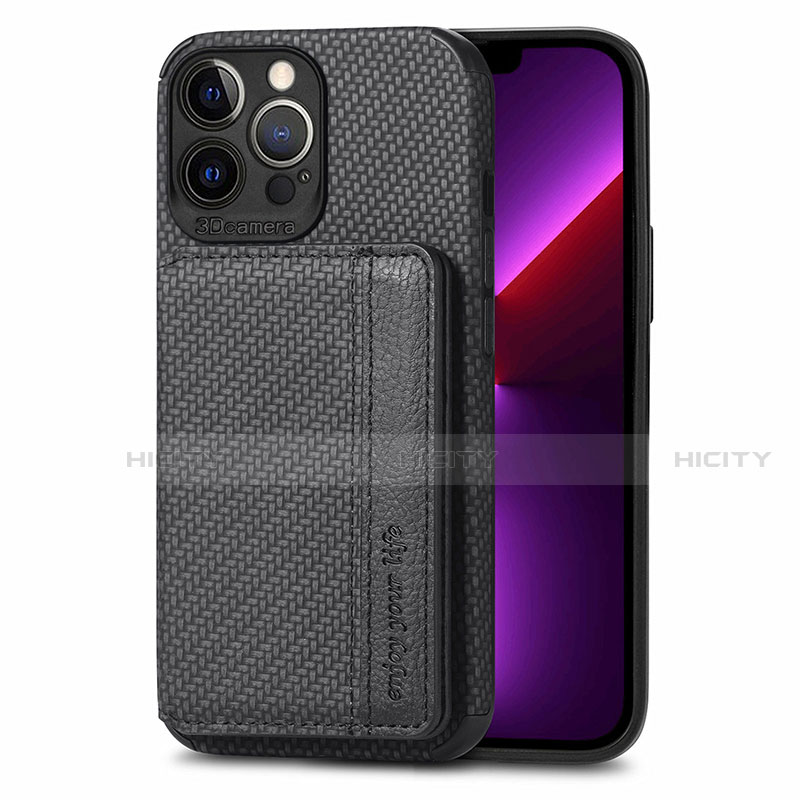 Funda Bumper Silicona y Plastico Carcasa Frontal y Trasera 360 Grados U05 para Apple iPhone 13 Pro Max Negro