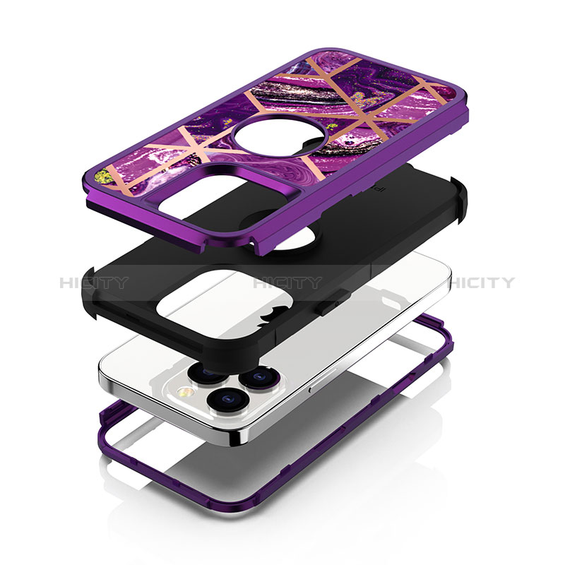 Funda Bumper Silicona y Plastico Carcasa Frontal y Trasera 360 Grados YJ1 para Apple iPhone 13 Pro Max